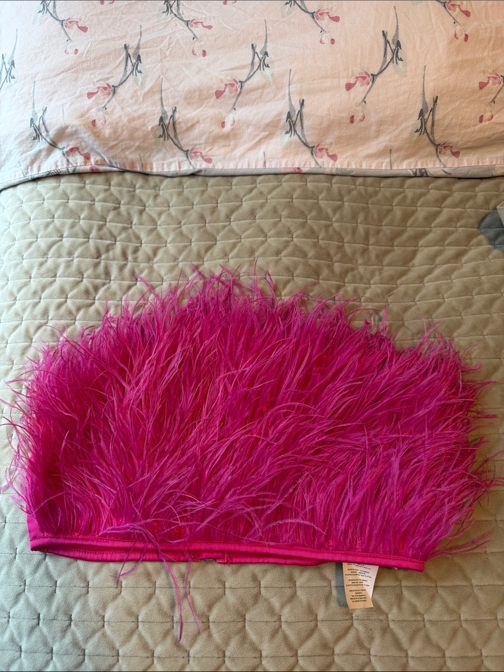 Hot Pink Feather Bandeau Top